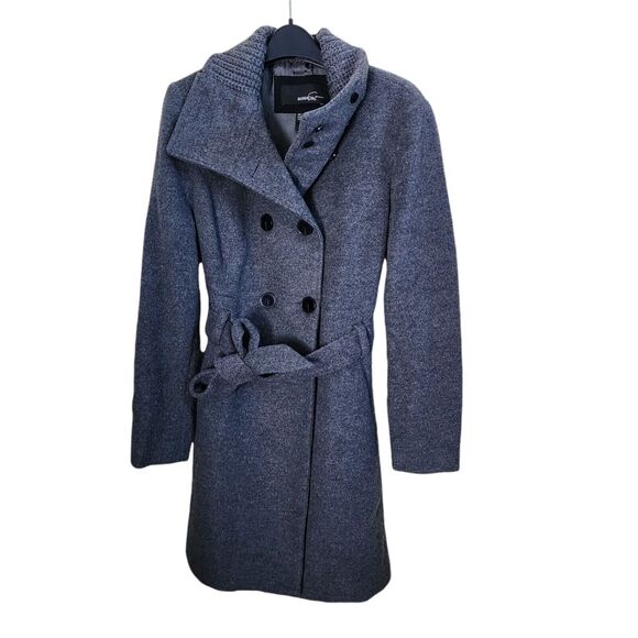 Mango Jackets & Blazers - Mango Wool Trench Coat Winter Size S Gray Belted Button Front Pockets Classic